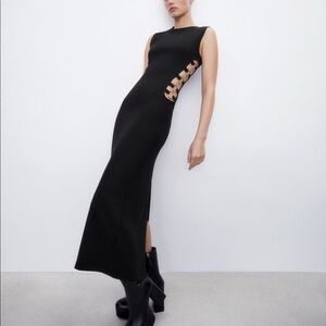 Zara Black Cutout Midi Dress